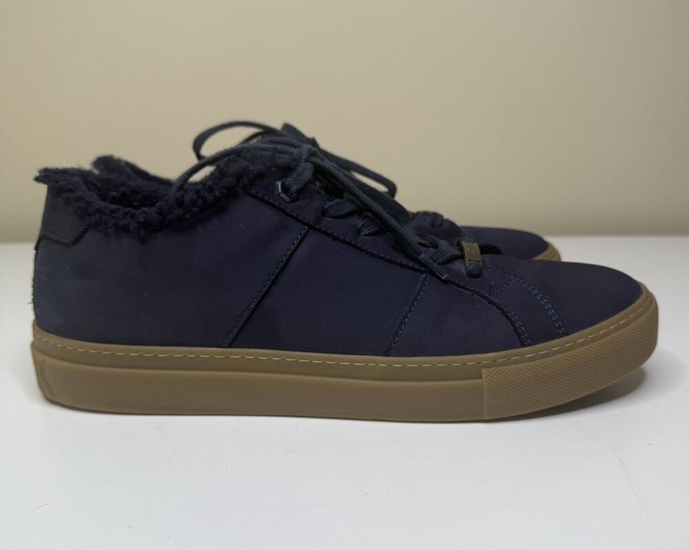 GREATS Royale Sneakers Mens 10 Blue Leather Shearling Lined Gum Soles Low Shoe